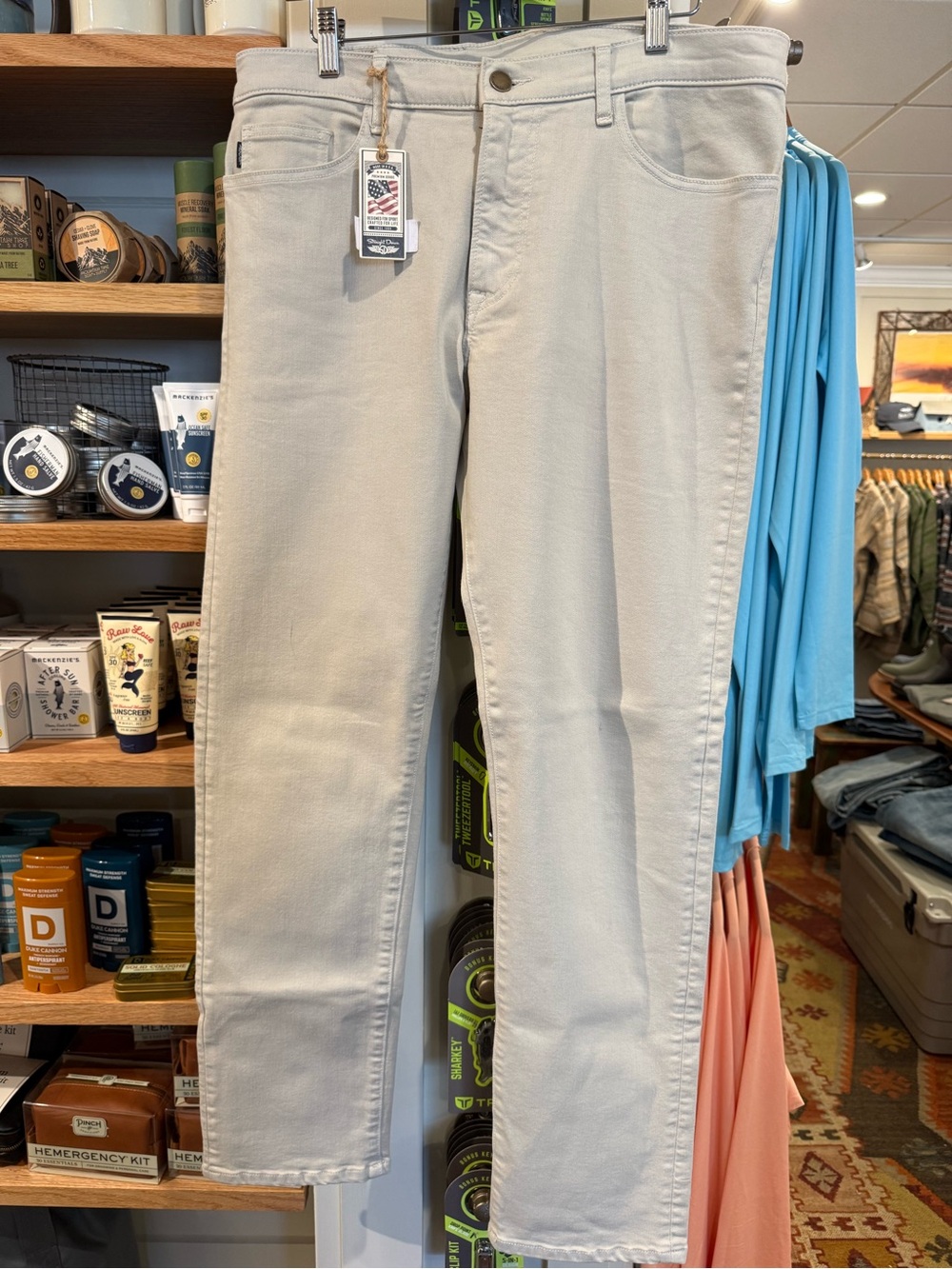 Slim Straight Chino Pants in Cream